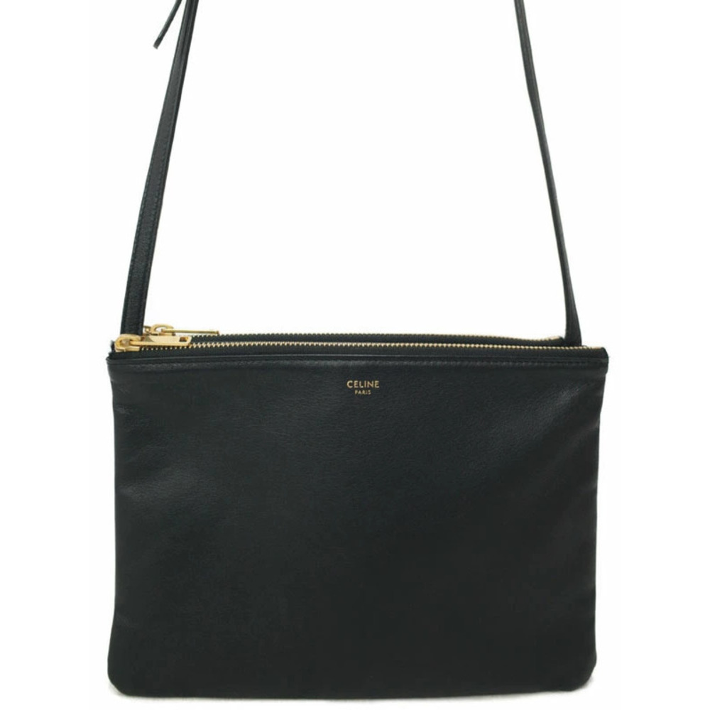 Celine Trio Leather Crossbody Bag Black